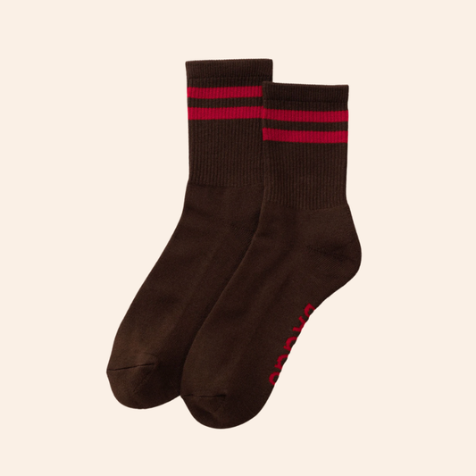 Baggu Ribbed Socks - Coffee Stripe