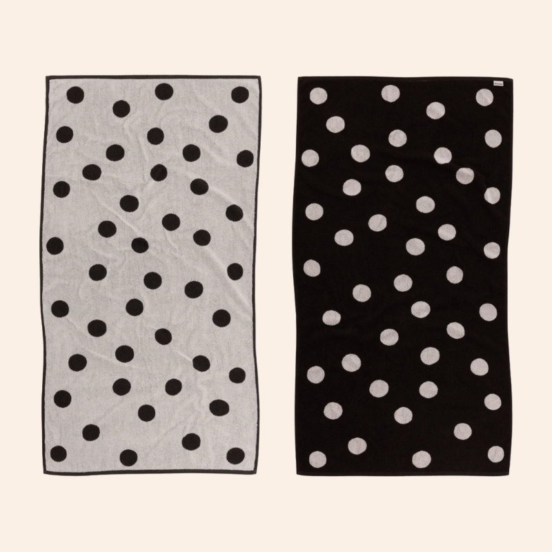 Baggu Bath Towel - Cream/Black Polka Dot