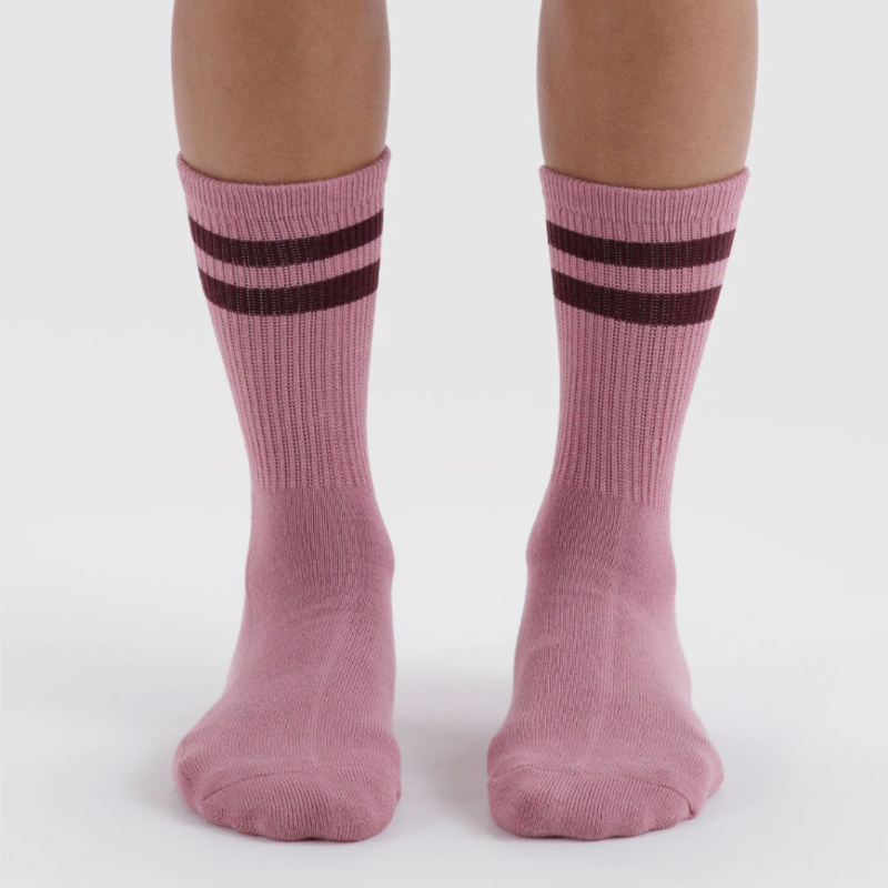 Baggu Ribbed Socks - Wild Plum Stripe