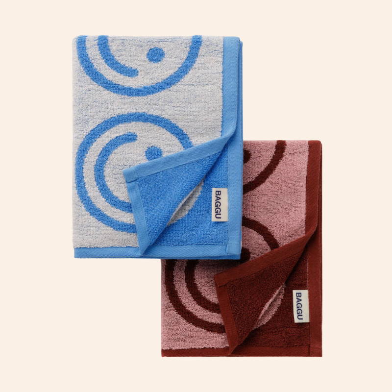 Baggu Hand Towels - Sky Blue/Blush Happy