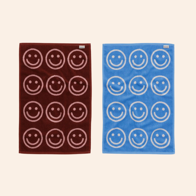 Baggu Hand Towels - Sky Blue/Blush Happy