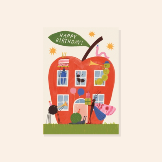 Apple Birthday Party Card