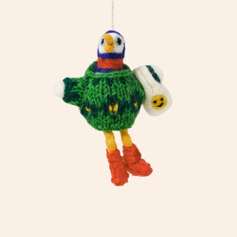 Felt Decoration - Bird with Shopping Bag