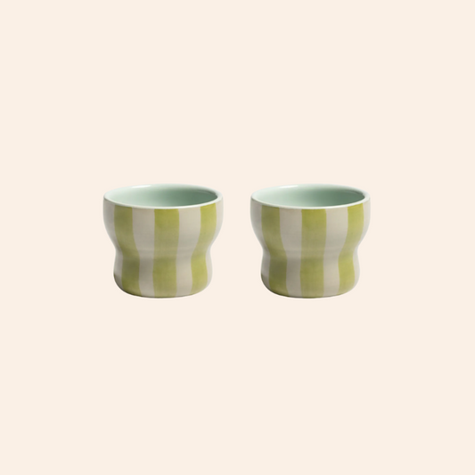Espresso Cup Set - Green Stripe