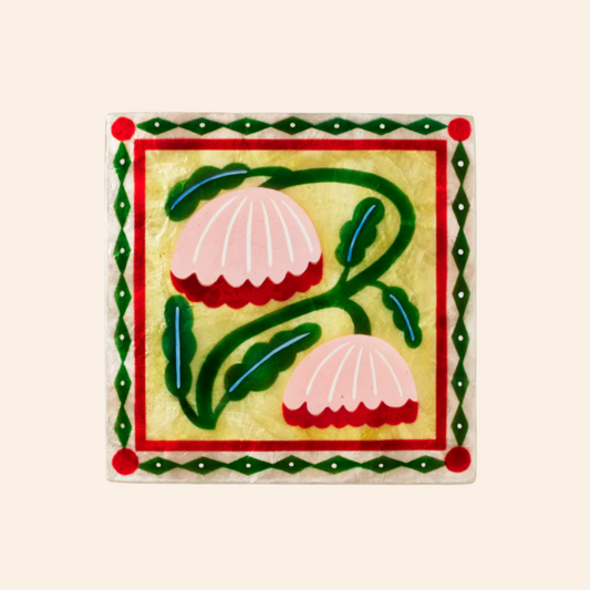 Shell Tile - Square Yellow Floral