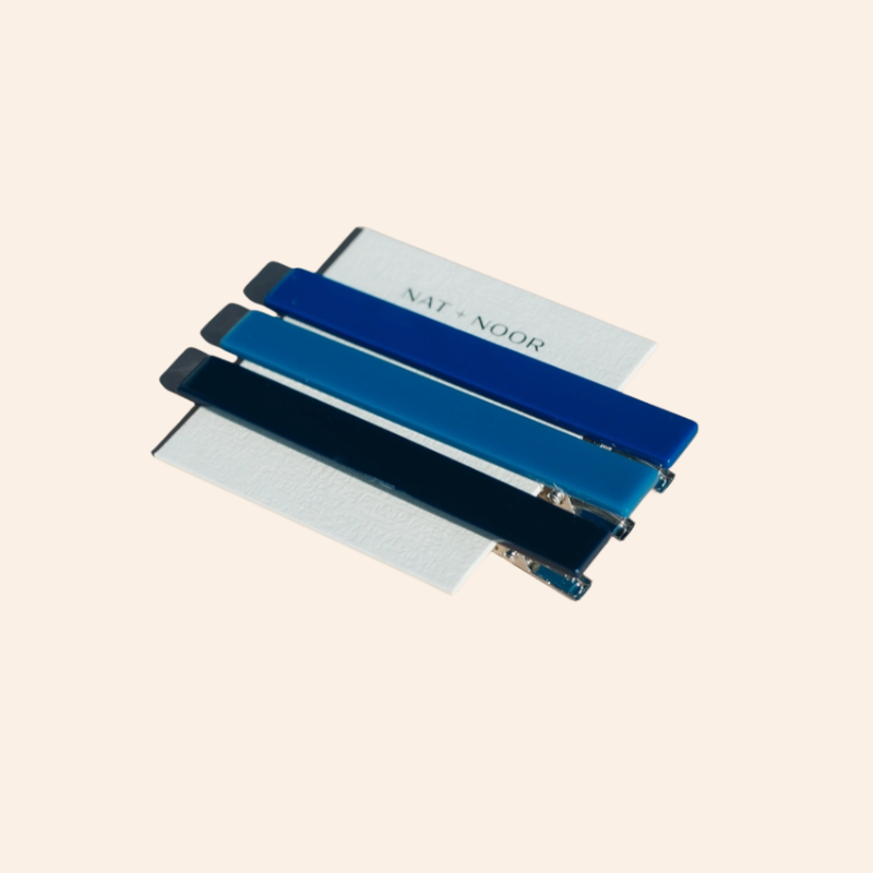 Evie Alligator Hair Clip Set - Blues