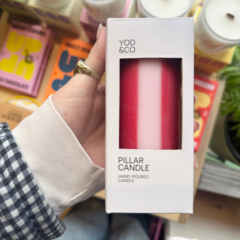 Striped Pillar Candle - Tall