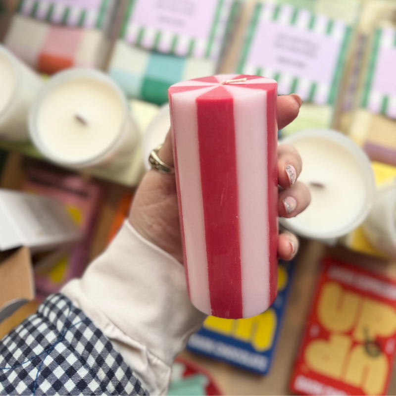 Striped Pillar Candle - Tall