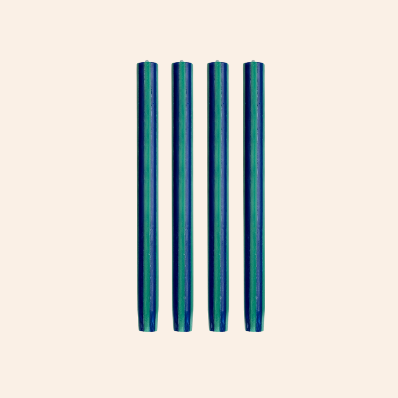 Stripe Dinner Candle Set - Midnight Blue/Teal