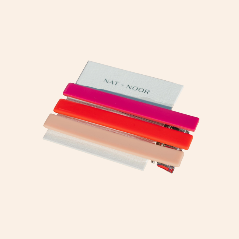 Evie Alligator Hair Clip Set - Pinks