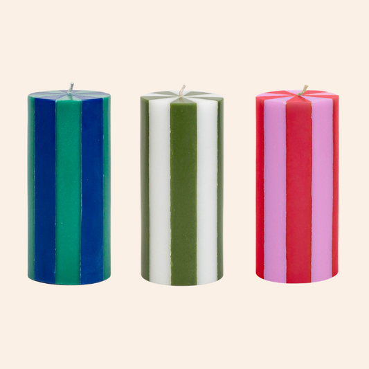 Striped Pillar Candle - Tall
