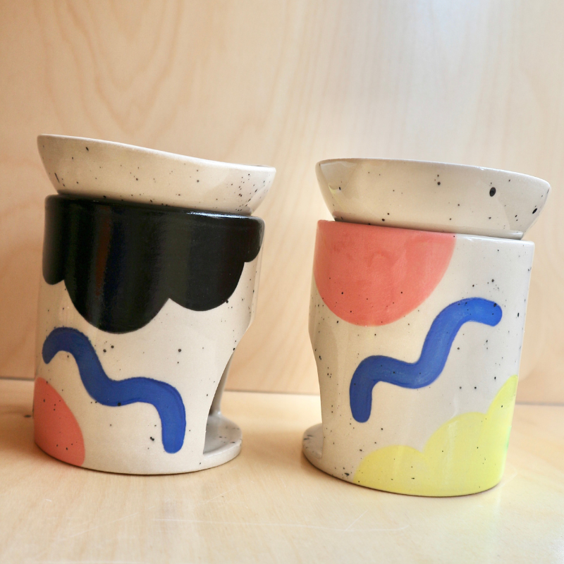 Ceramic Oil Burner - Abstract Shapes