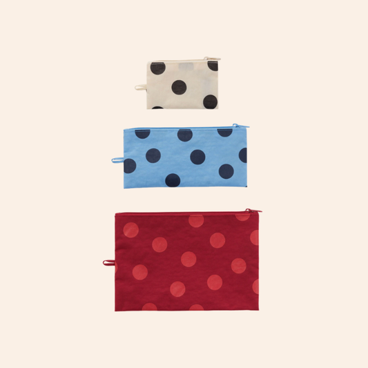 Baggu Flat Pouch Set - Polka Dot Mix