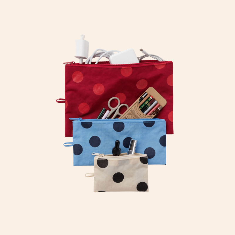 Baggu Flat Pouch Set - Polka Dot Mix