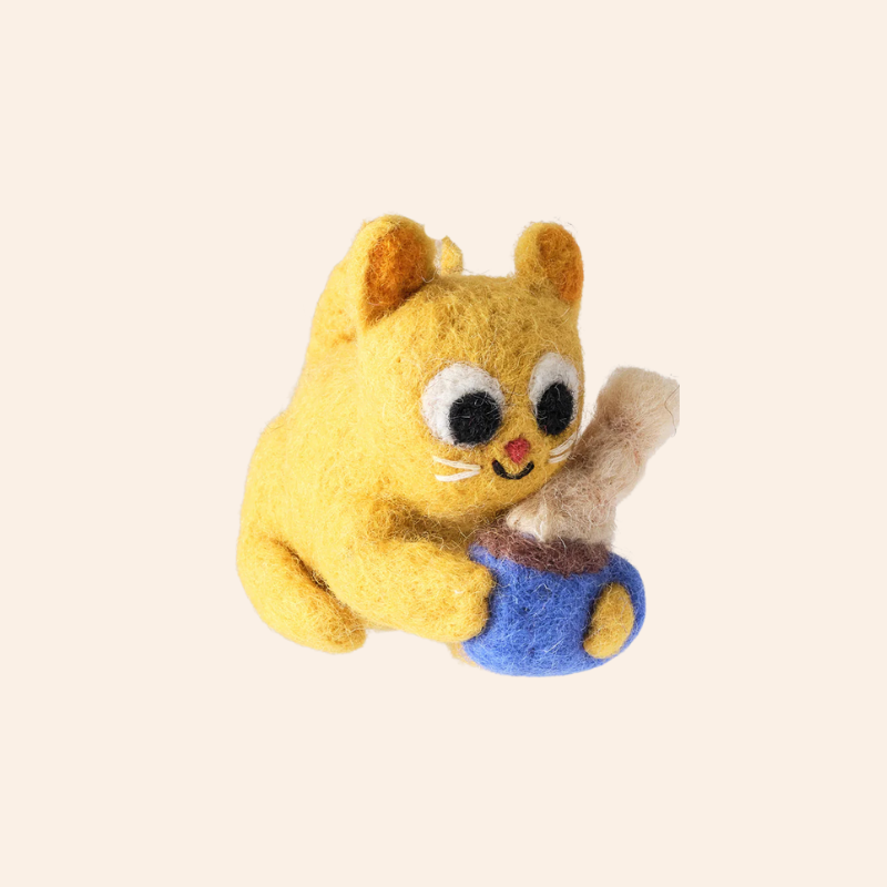 Wrap Felt Decoration - Cat & Mug