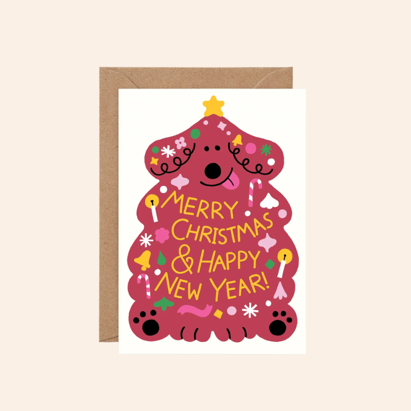 Merry Christmas & Happy New Year Dog Card