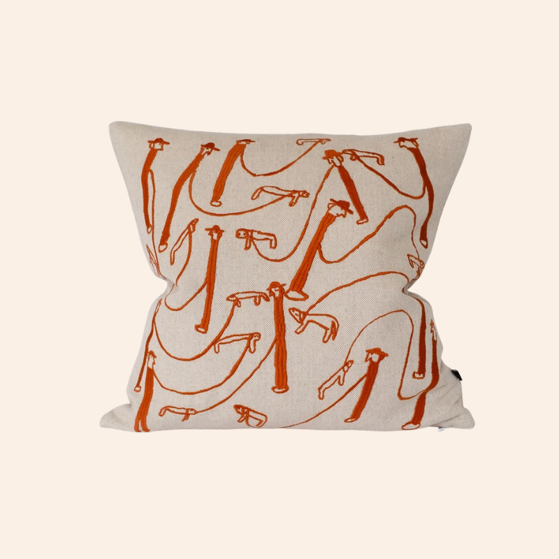 Dog Walk Embroidered Cushion