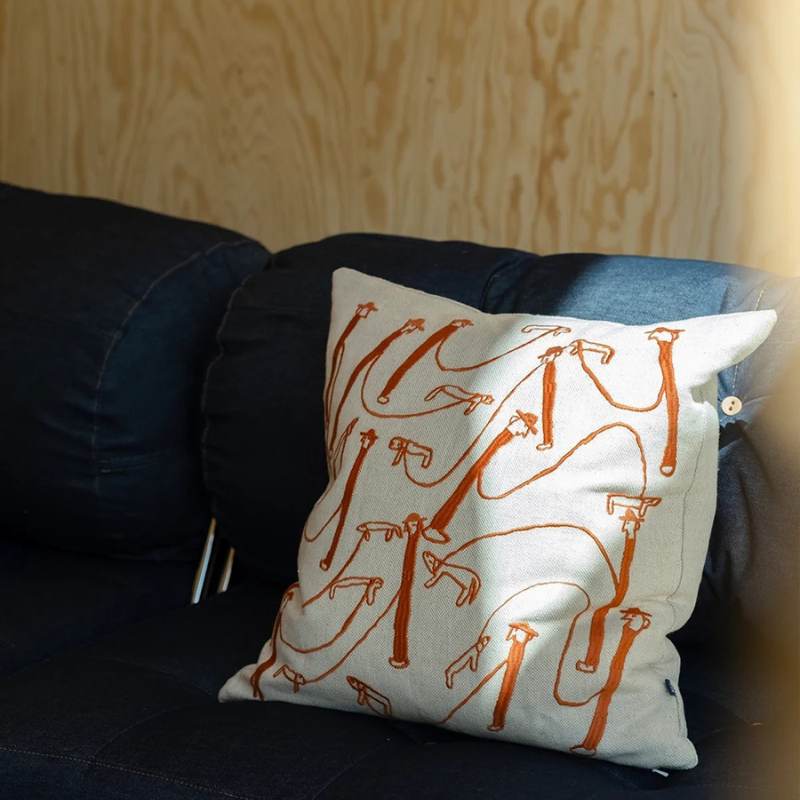 Dog Walk Embroidered Cushion