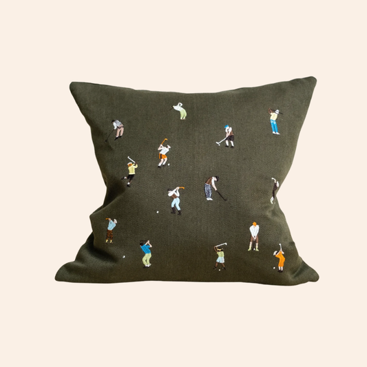 Golfers Embroidered Cushion