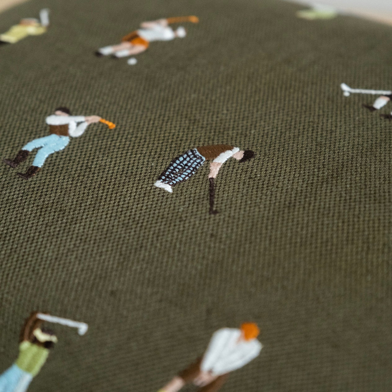 Golfers Embroidered Cushion