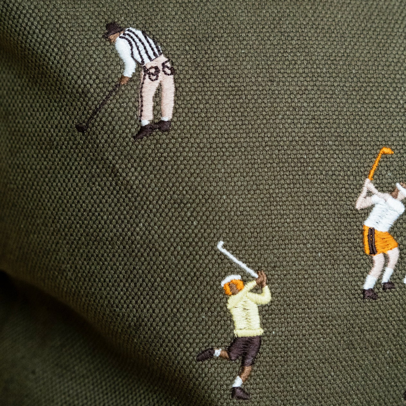 Golfers Embroidered Cushion