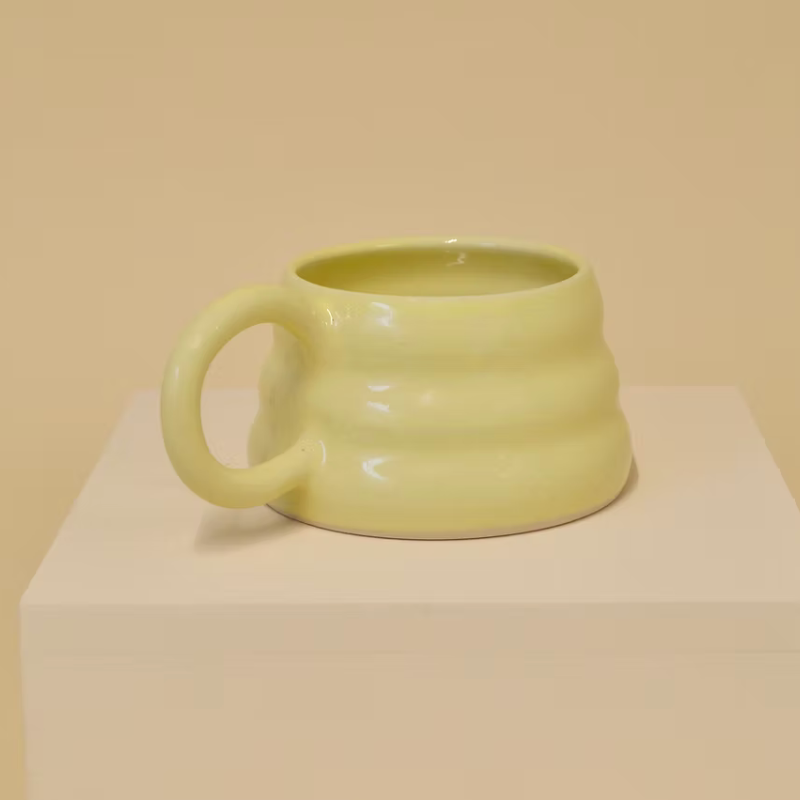 Handmade Ripple Mug - Butter Yellow