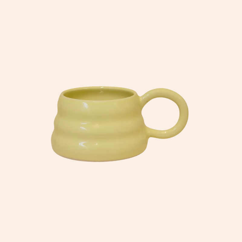 Handmade Ripple Mug - Butter Yellow