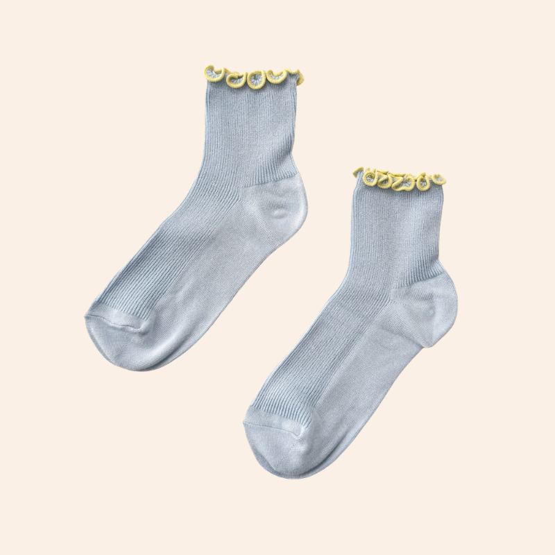 Noble x Le Bon Shoppe Petite Ruffle Socks - Sky Blue