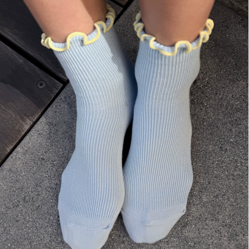 Noble x Le Bon Shoppe Petite Ruffle Socks - Sky Blue