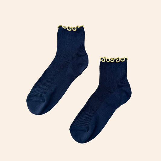 Noble x Le Bon Shoppe Petite Ruffle Socks - Navy