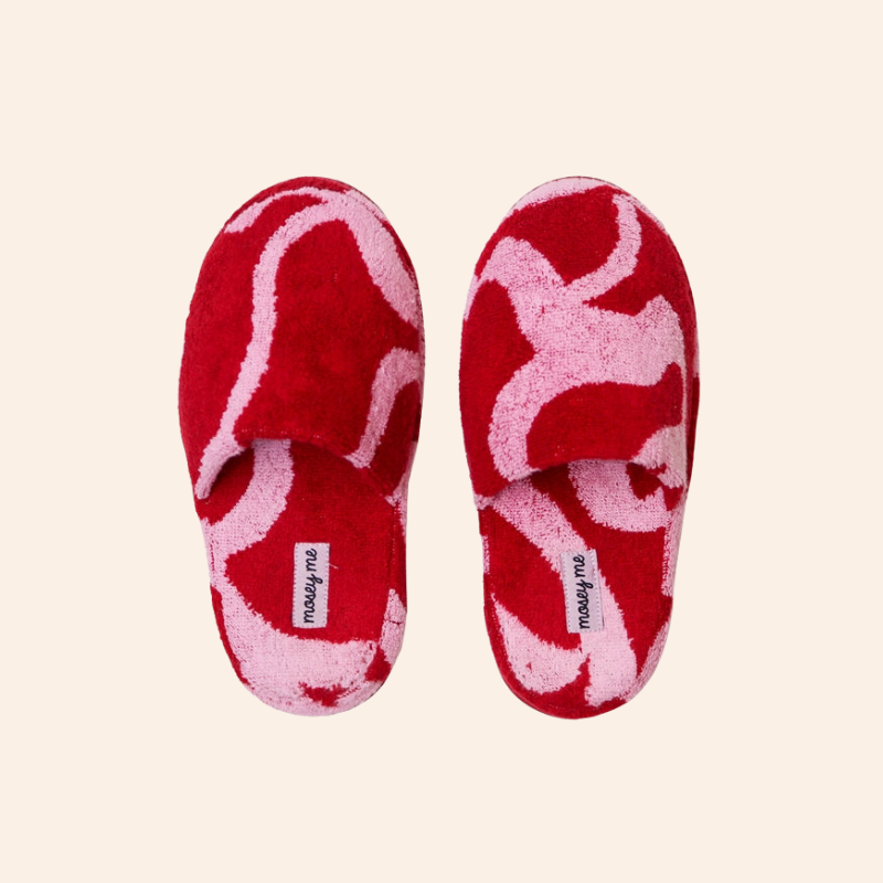 Terry Slippers - Red Ribbon