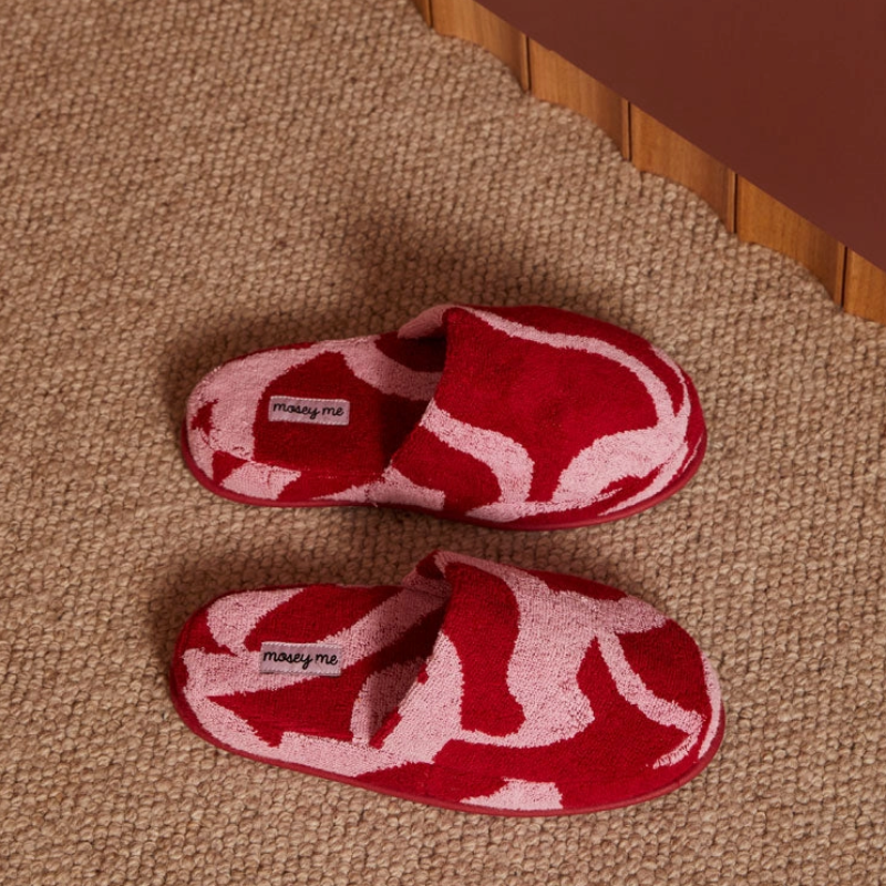 Terry Slippers - Red Ribbon