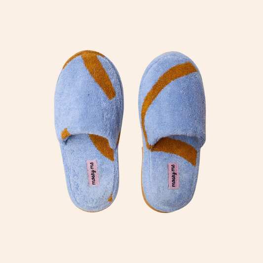 Terry Slippers - Sky Blue Shapes