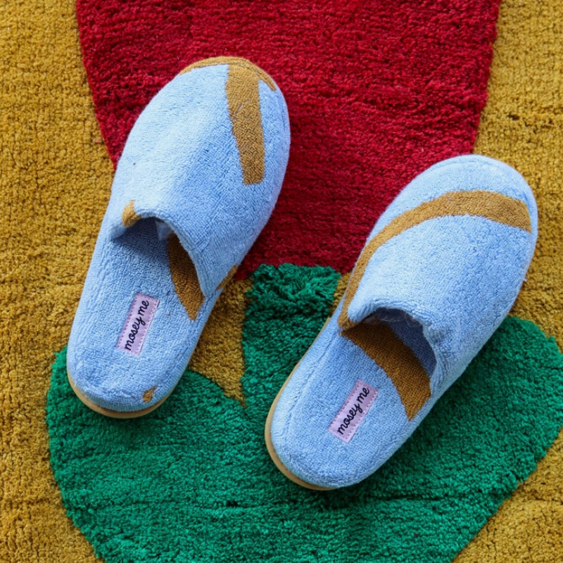 Terry Slippers - Sky Blue Shapes