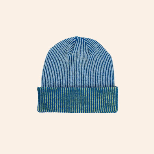 Pinstripe Plush Beanie - Cobalt