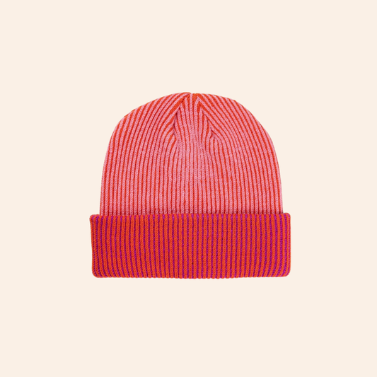 Pinstripe Plush Beanie - Poppy