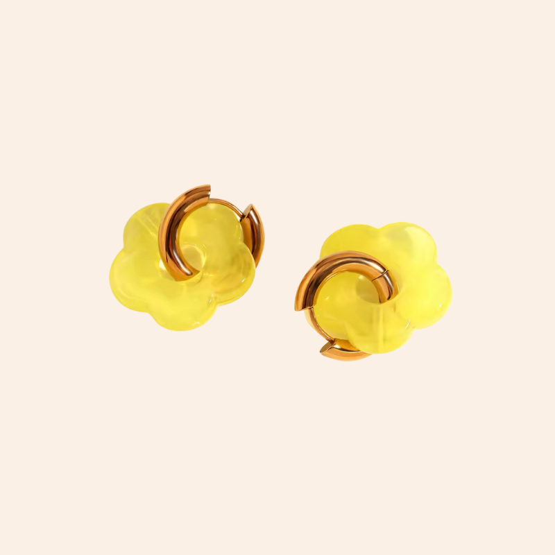 Flower Resin Hoops - Butter Yellow