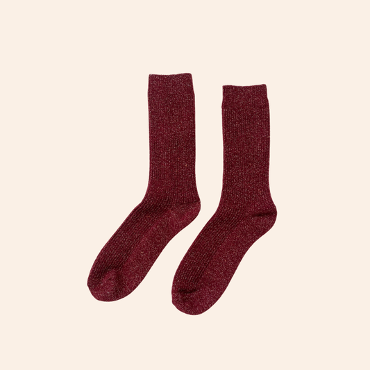 Winter Sparkle Socks - Poinsettia