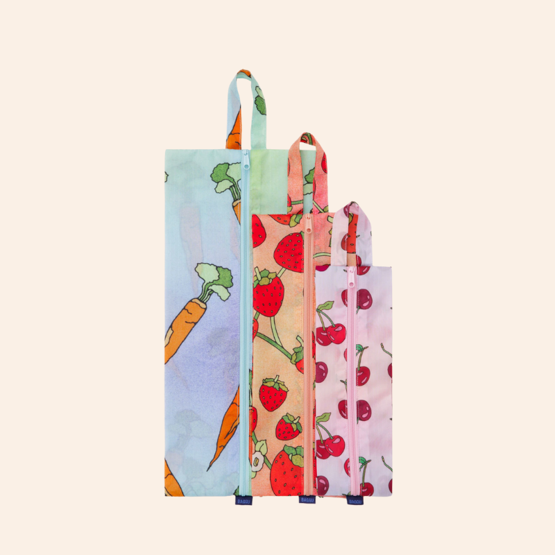 Baggu 3D Zip Set - Carrots & Berries