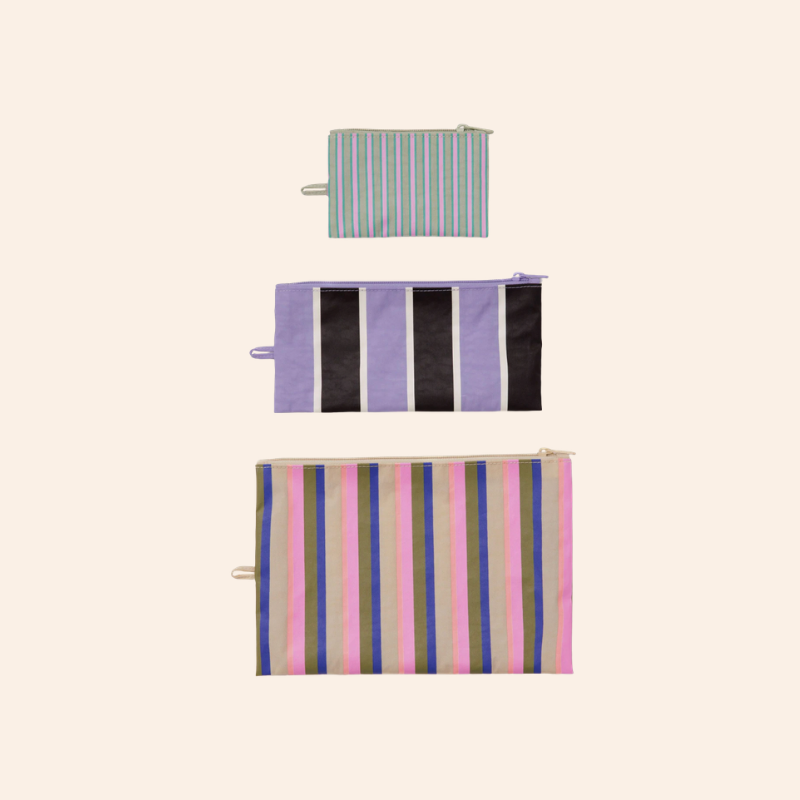 Baggu Flat Pouch Set - Candy Shop Stripes