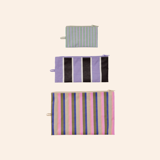 Baggu Flat Pouch Set - Candy Shop Stripes