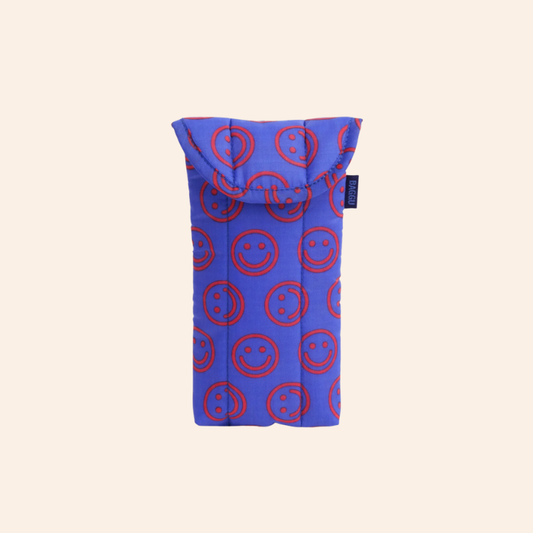 Puffy Glasses Sleeve - Mini Cobalt Happy