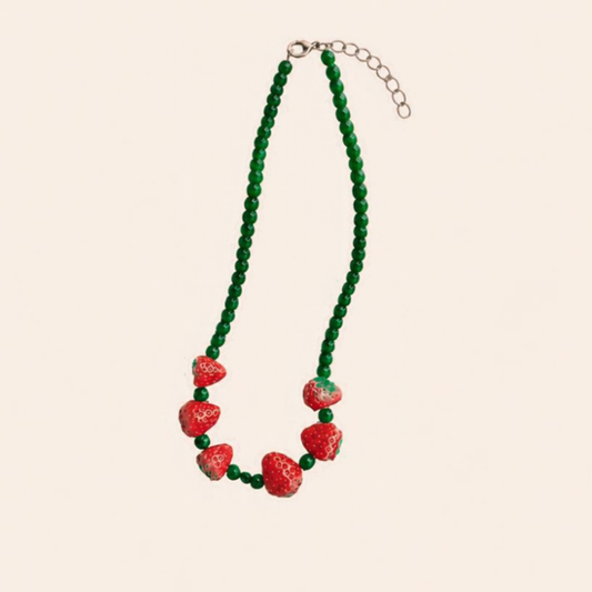Beaded Fruity Necklace - Strawberry