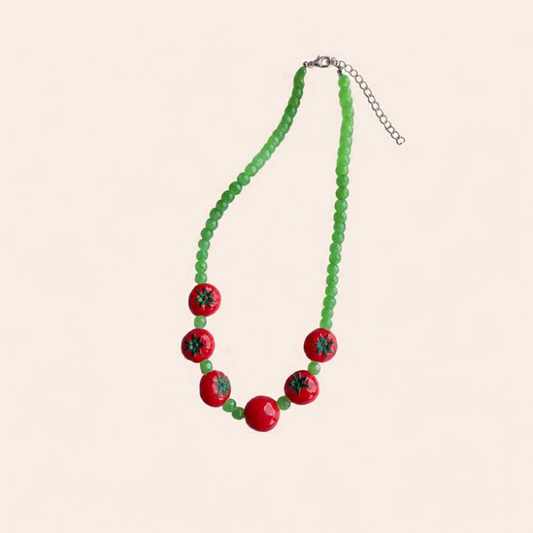 Beaded Fruity Necklace - Green Tomato