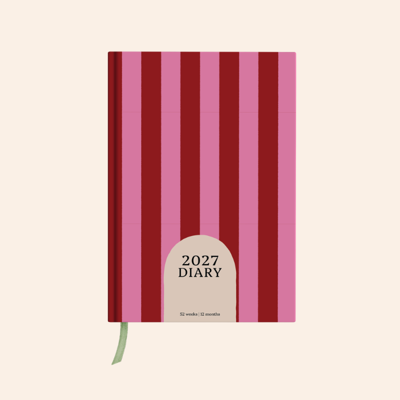 2027 Diary - Pink/Red Stripe
