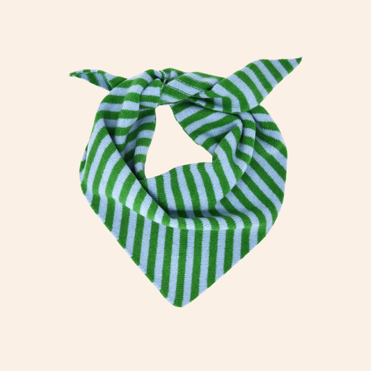 Triangle Neck Scarf - Light Blue/Grass Green Stripe