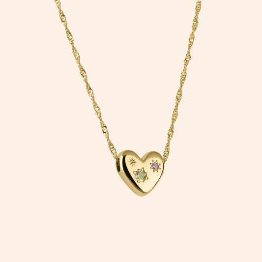 Chunky Floating Heart Necklace - Gold