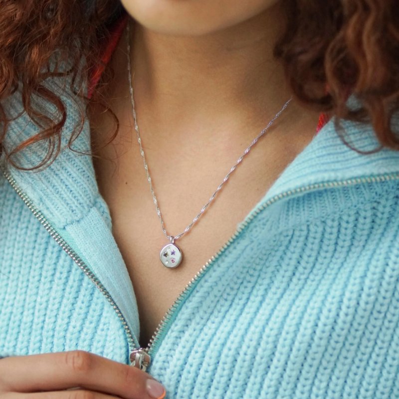 Jewelled Dreams Disc Necklace - Silver