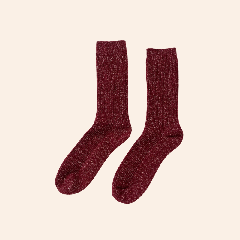 Winter Sparkle Socks - Red Wine