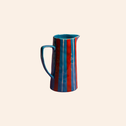 Striped Jug - Light Blue/Red